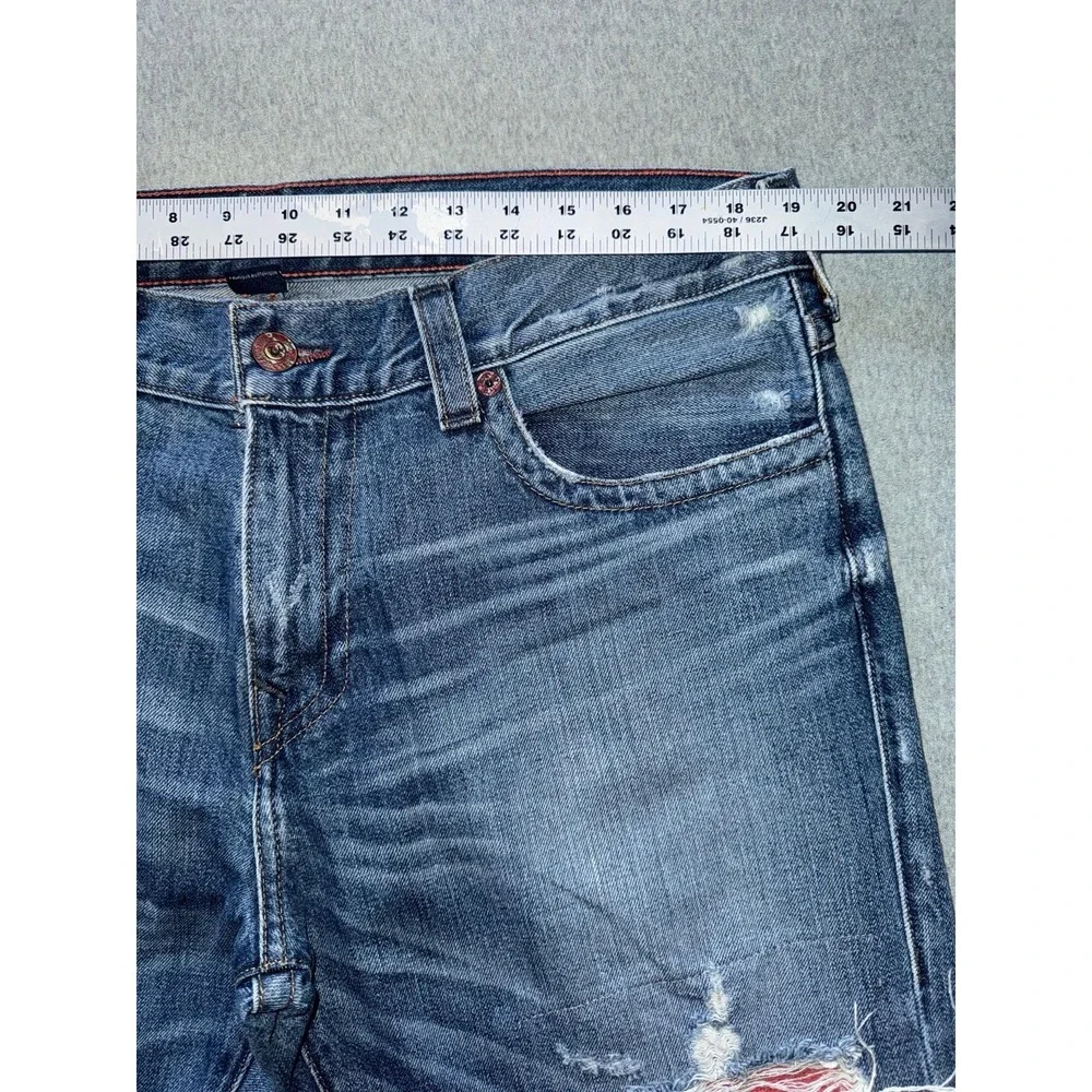 True Religion Mens Geno Relaxed Slim Distressed Dark Wash Blue‎ Size 38